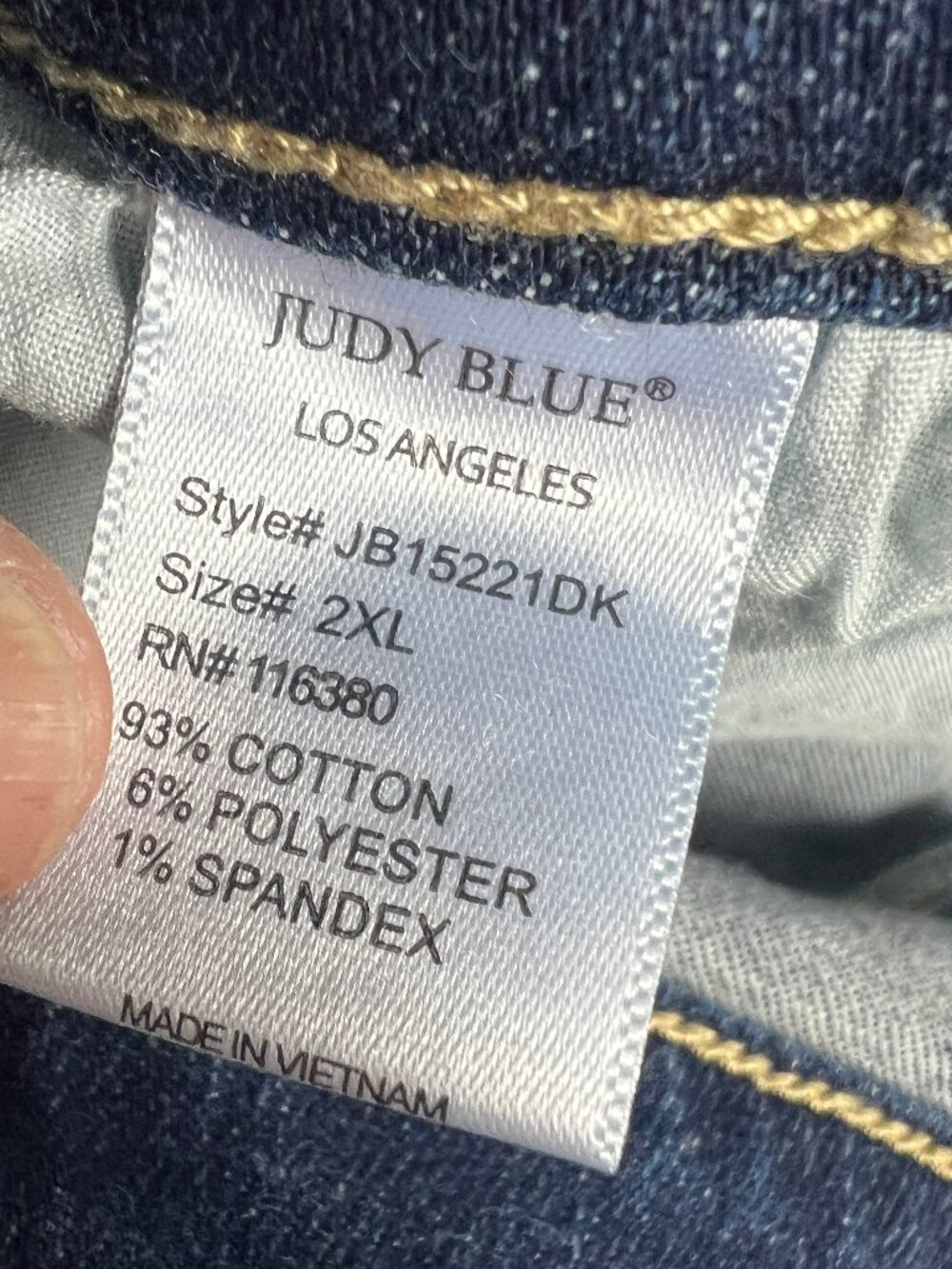 Judy Blue Jean Short Women Plus 35* High Rise Blue Stretch Denim Jorts Tag 2XL - Picture 5 of 15